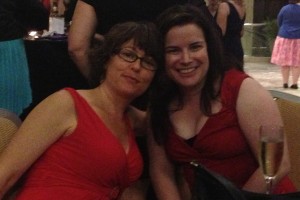 Shelley Ann Clark & Carolyn Crane, looking fierce in red